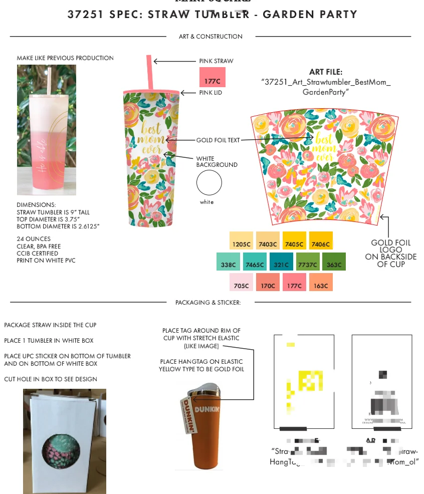 Effect Mary Square With Strong Straw Start Buck Production Double Plastic China Tumbler - Best Mom Ever Garden Party With Gold 3