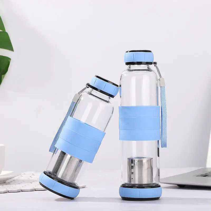 اختيار مصفاة الشاي زجاجة مياه الشرب Bpa خالية بالجملة البورسليكات الزجاج المحمولة الصين ايكو سبورتس شعار مخصص الكرتون 10