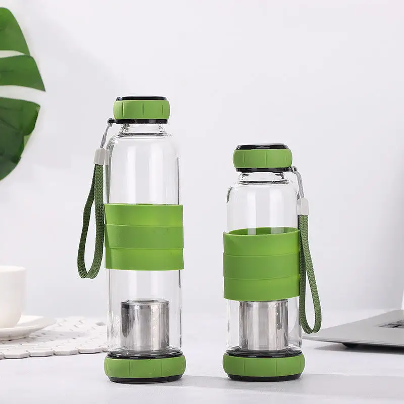 اختيار مصفاة الشاي زجاجة مياه الشرب Bpa خالية بالجملة البورسليكات الزجاج المحمولة الصين ايكو سبورتس شعار مخصص الكرتون 9