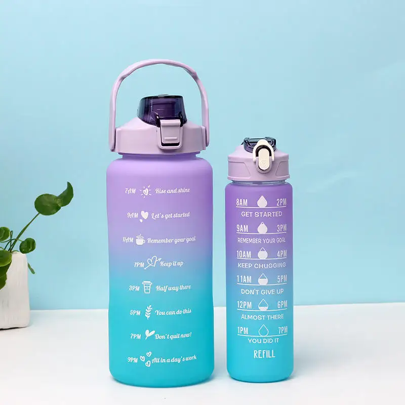 الصين اختيار BPA الحرة نصف جالون للياقة البدنية الصالة الرياضية زجاجة ماء تحفيزية من البلاستيك الشفاف مع علامة الوقت والقش 10