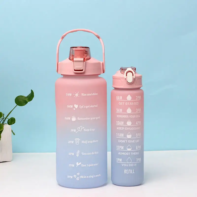 الصين اختيار BPA الحرة نصف جالون للياقة البدنية الصالة الرياضية زجاجة ماء تحفيزية من البلاستيك الشفاف مع علامة الوقت والقش 9
