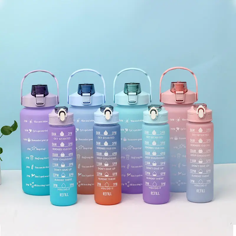 الصين اختيار BPA الحرة نصف جالون للياقة البدنية الصالة الرياضية زجاجة ماء تحفيزية من البلاستيك الشفاف مع علامة الوقت والقش 11