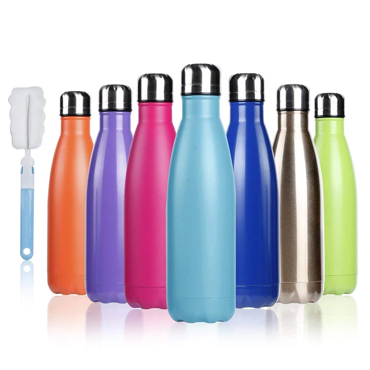 Double Wall Thermal Vacuum Flask Insulated Outdoor Sports Drink Cola Shaped 18/8 Stainless Steel Water Bottles With Custom Logo 10