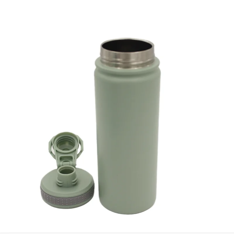 مخصص جدار مزدوج واسع الفم فراغ التسامي معزول زجاجات المياه الرياضية الفولاذ المقاوم للصدأ مع القش 3 الأغطية 7