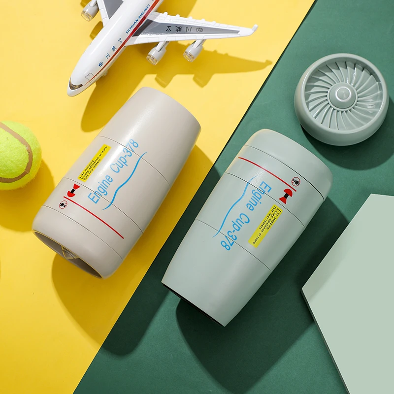 كوب خلاط بشعار مخصص لمحركات الطائرات الإبداعية، كوب سحري مزدوج الجدار من الفولاذ المقاوم للصدأ، كوب قهوة غير قابل للتسرب، كوب غير قابل للسقوط 8