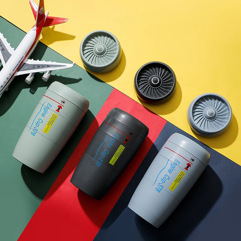 كوب خلاط بشعار مخصص لمحركات الطائرات الإبداعية، كوب سحري مزدوج الجدار من الفولاذ المقاوم للصدأ، كوب قهوة غير قابل للتسرب، كوب غير قابل للسقوط 7