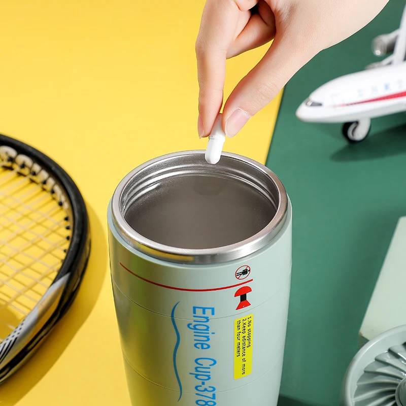 كوب خلاط بشعار مخصص لمحركات الطائرات الإبداعية، كوب سحري مزدوج الجدار من الفولاذ المقاوم للصدأ، كوب قهوة غير قابل للتسرب، كوب غير قابل للسقوط 13