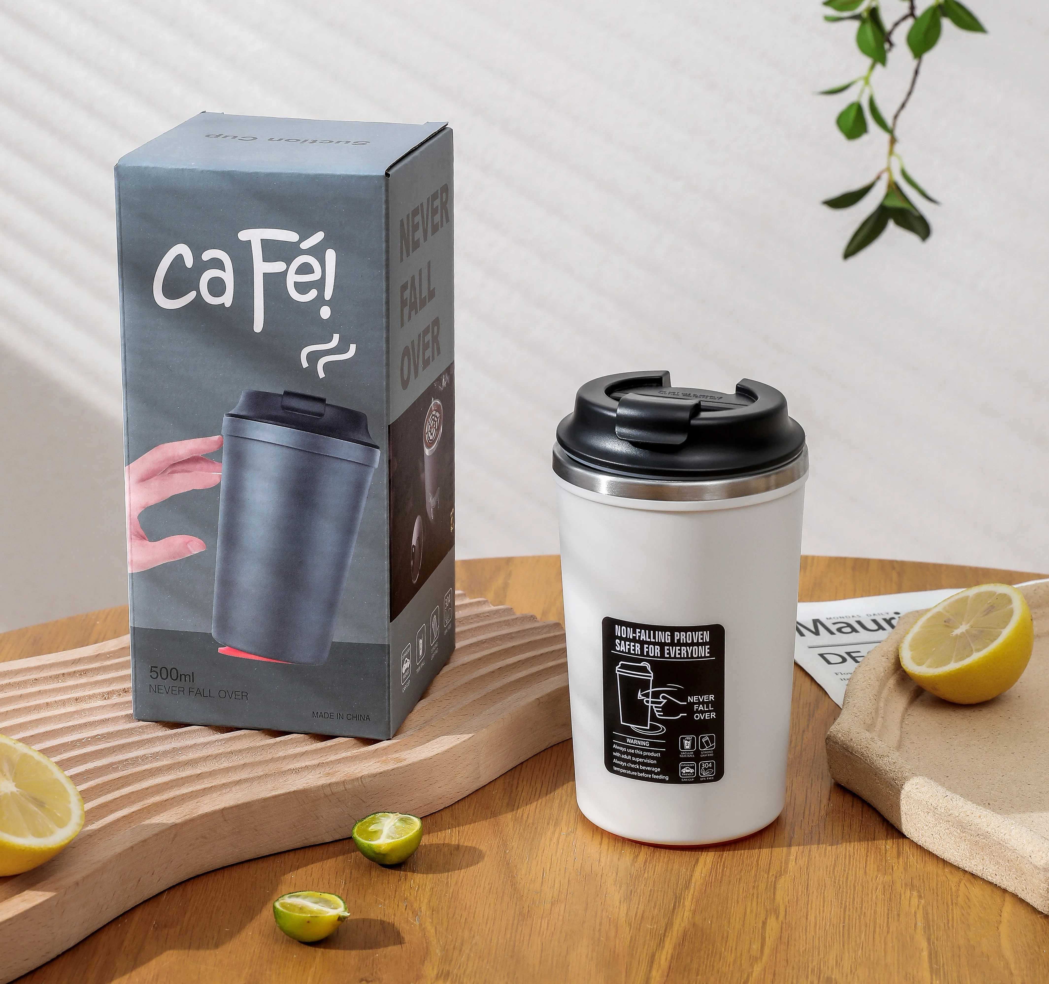 كوب شفط سحري مضاد للانزلاق غير قابل للسقوط 2023 هدية كوب قهوة بشعار مخصص كوب شفط سفلي كوب قهوة مقاوم للانسكاب 8