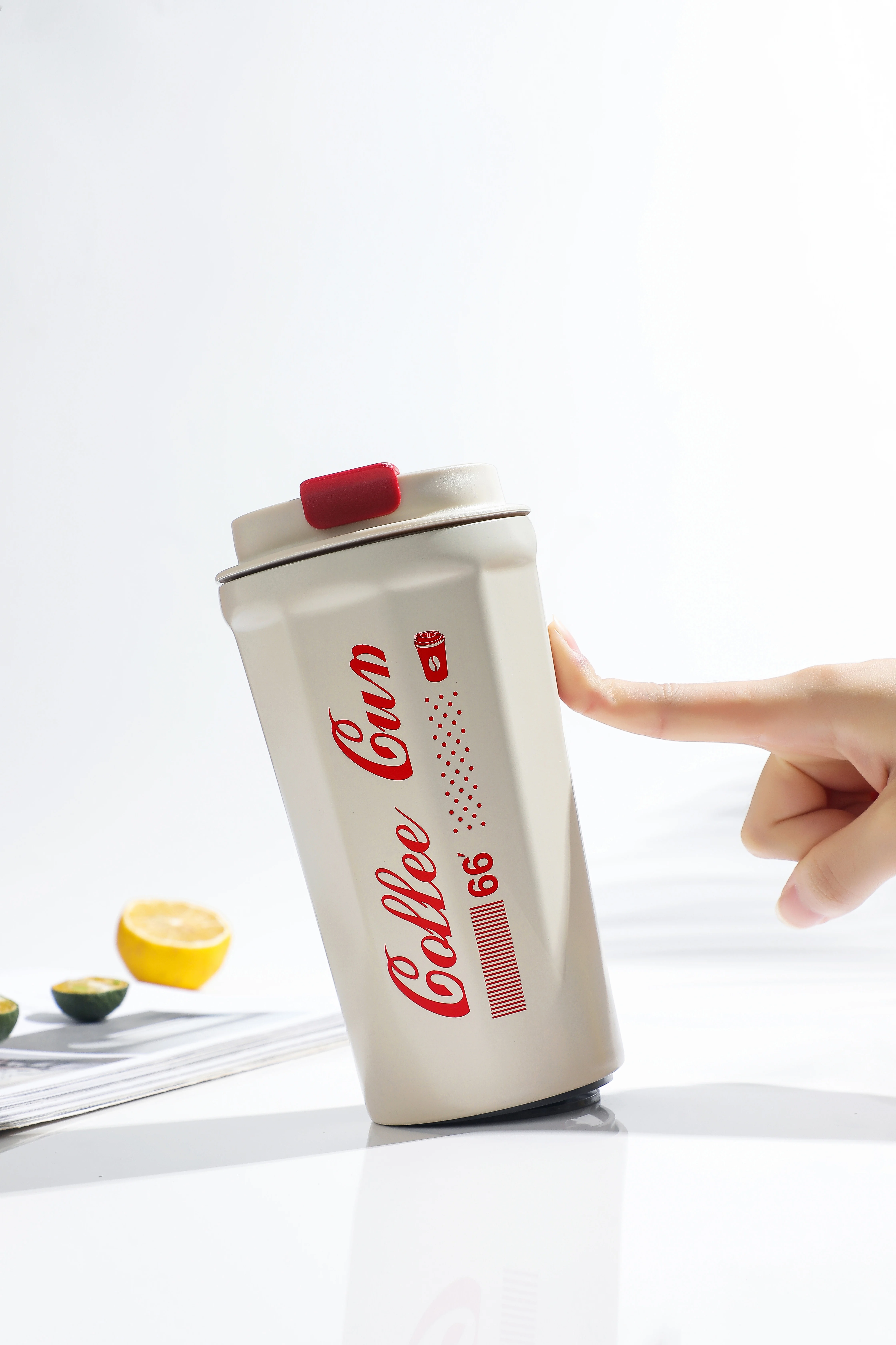 شعار مخصص نموذج طويل 304 الفولاذ المقاوم للصدأ جدار مزدوج فراغ معزول الحرارية كوب قهوة للسفر غير السقوط القدح 11