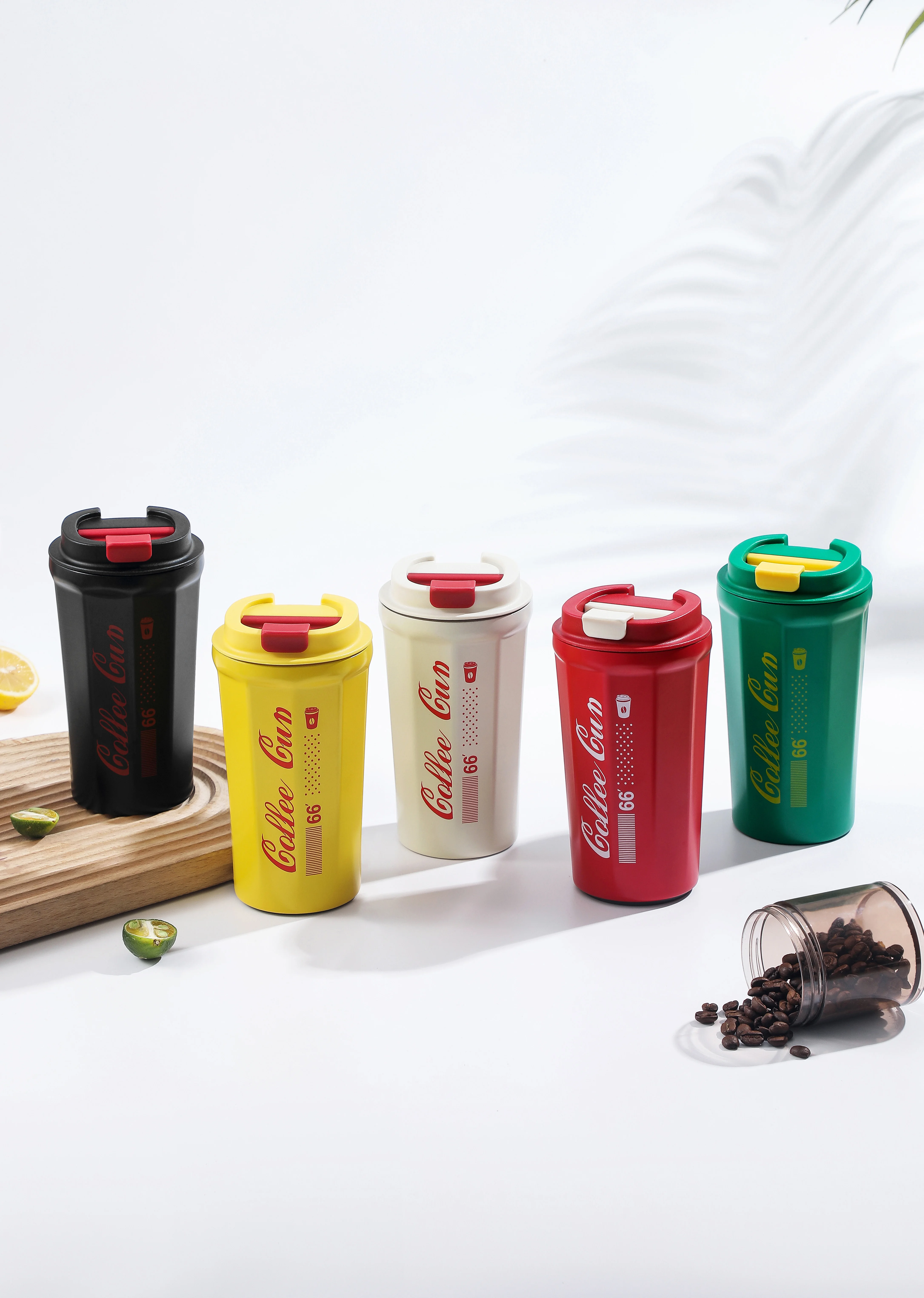 شعار مخصص نموذج طويل 304 الفولاذ المقاوم للصدأ جدار مزدوج فراغ معزول الحرارية كوب قهوة للسفر غير السقوط القدح 7