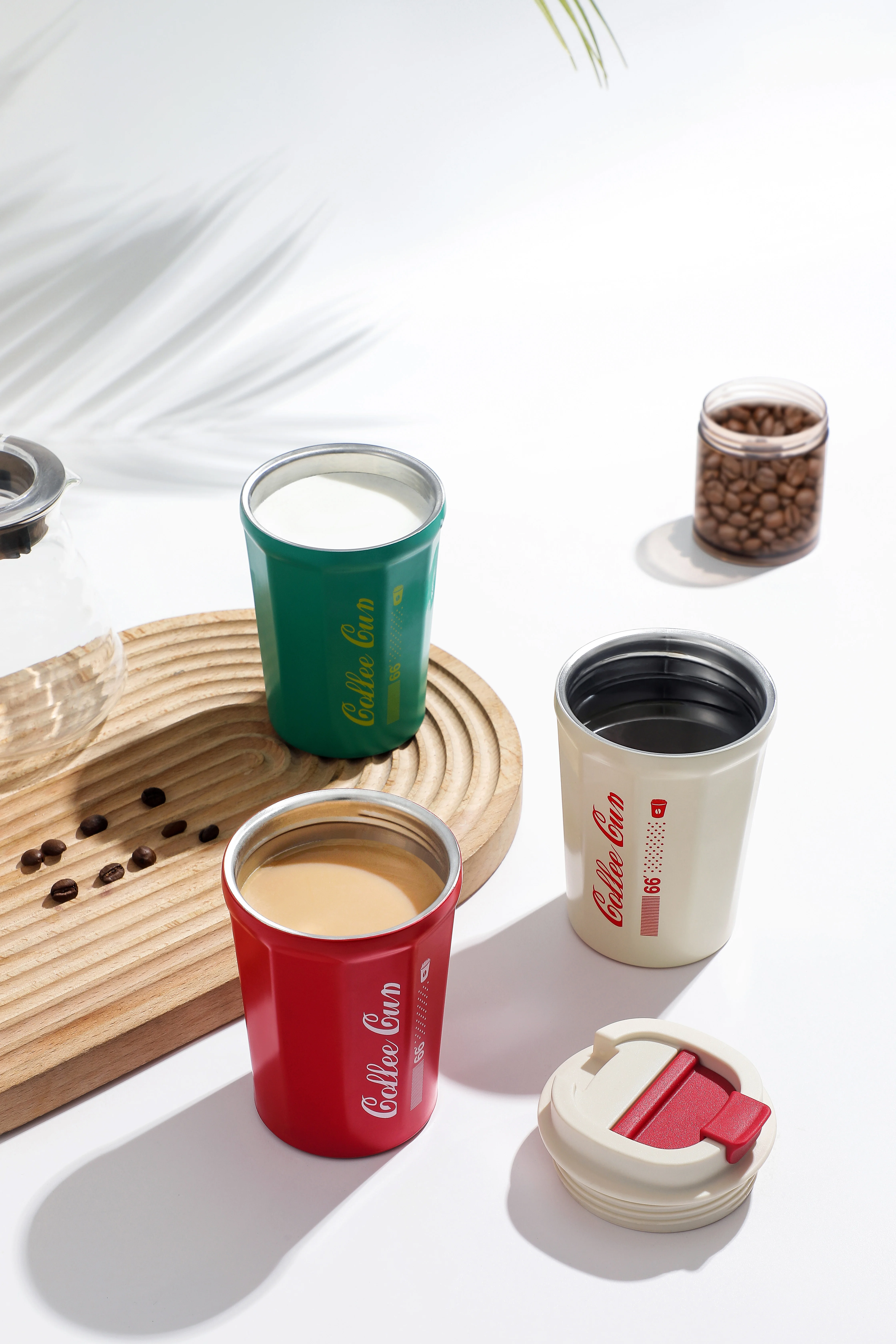 شعار مخصص 304 الفولاذ المقاوم للصدأ جدار مزدوج فراغ معزول الحرارية كوب قهوة للسفر غير السقوط القدح 9