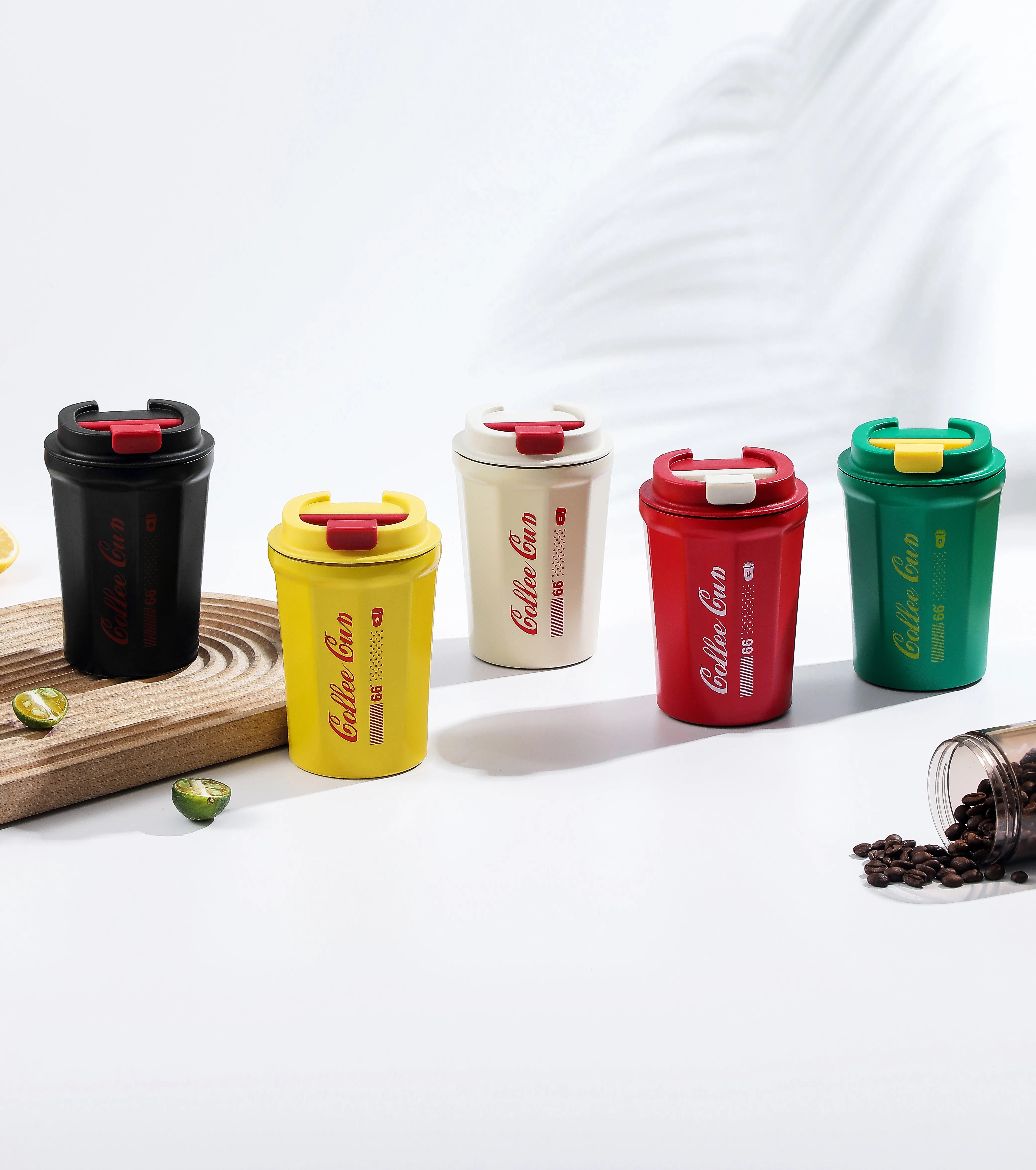 شعار مخصص 304 الفولاذ المقاوم للصدأ جدار مزدوج فراغ معزول الحرارية كوب قهوة للسفر غير السقوط القدح 7