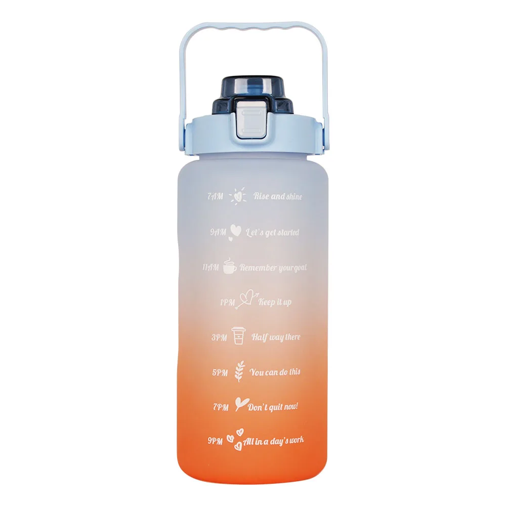 الصين اختيار Minum 2 لتر زجاجة مياه بلاستيكية تحفيزية للياقة البدنية خالية من مادة Bpa مع علامة زمنية رياضية 7