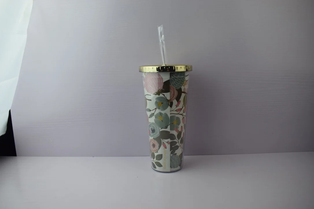 China Selection Ineedu Double Wall Plastic Tumbler Cup With Gold Lid And Straw Think Fabulous Be Fabulous 9
