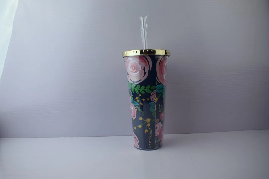 China Selection Ineedu Double Wall Plastic Tumbler Cup With Gold Lid And Straw Think Fabulous Be Fabulous 12
