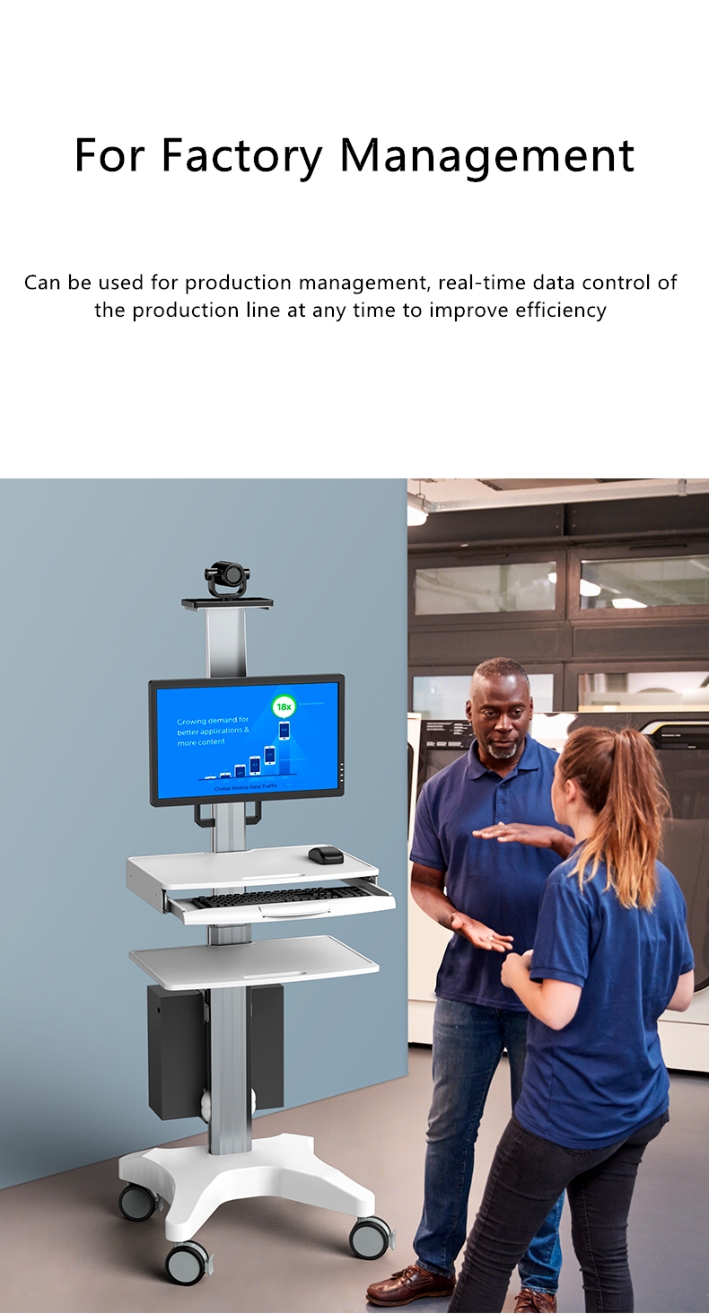 Height Adjustable Hospital Mobile Computer Cart Medical Monitor Cart-Peacemounts PM-H1 33