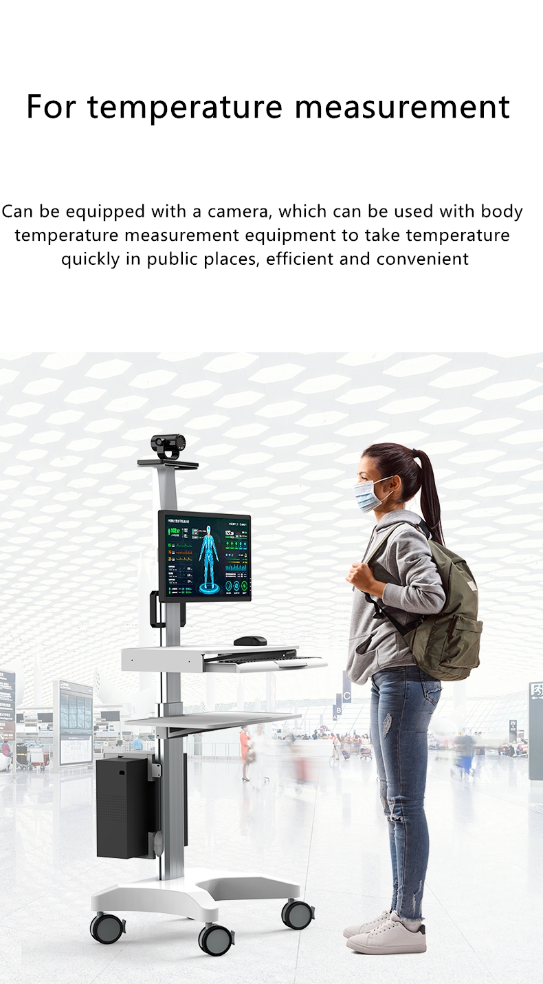 Height Adjustable Hospital Mobile Computer Cart Medical Monitor Cart-Peacemounts PM-H1 34