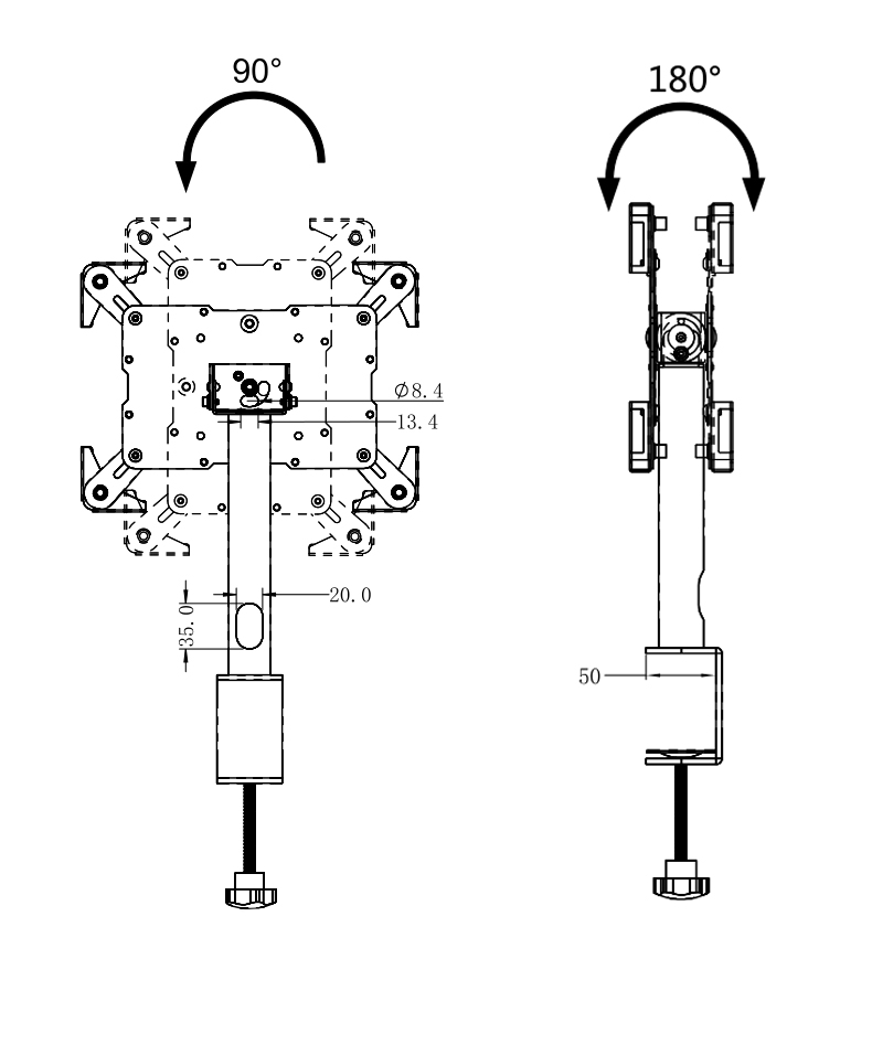 Tablet POS Countertop Stand 180 Rotating Tablet Stand Cash Register Payment --Peacemounts DSM-01 18