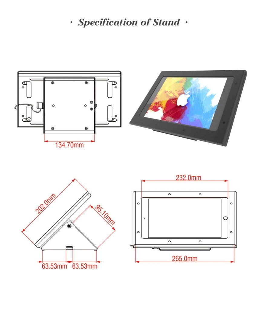 Anti-Diebstahl benutzerdefinierte Desktop-Tablet POS-Standhalter -tss-1 22