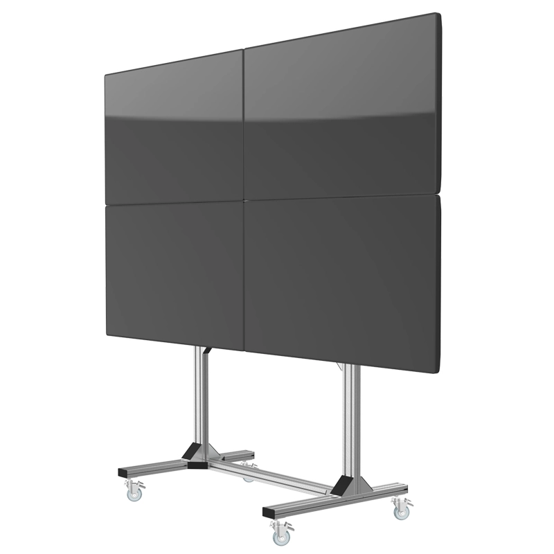 モバイル調節可能なモニター 2*2 スクリーンカート TV カートマウント TV フロアスタンド ホイール付き-Peacemounts ML-02 15