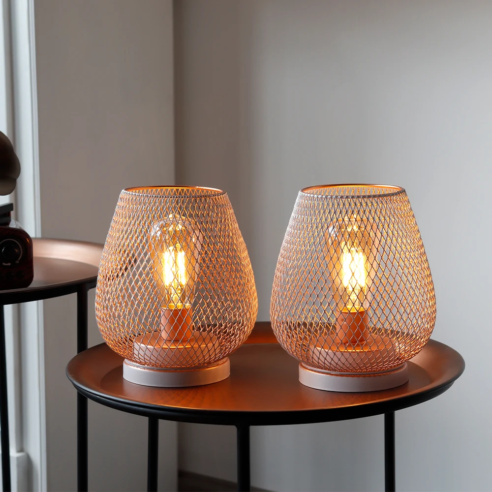 Lampada da tavolo in rete metallica bianca Lampada da notte senza fili alimentata a batteria Lampada da tavolo per ristorante all'ingrosso 12
