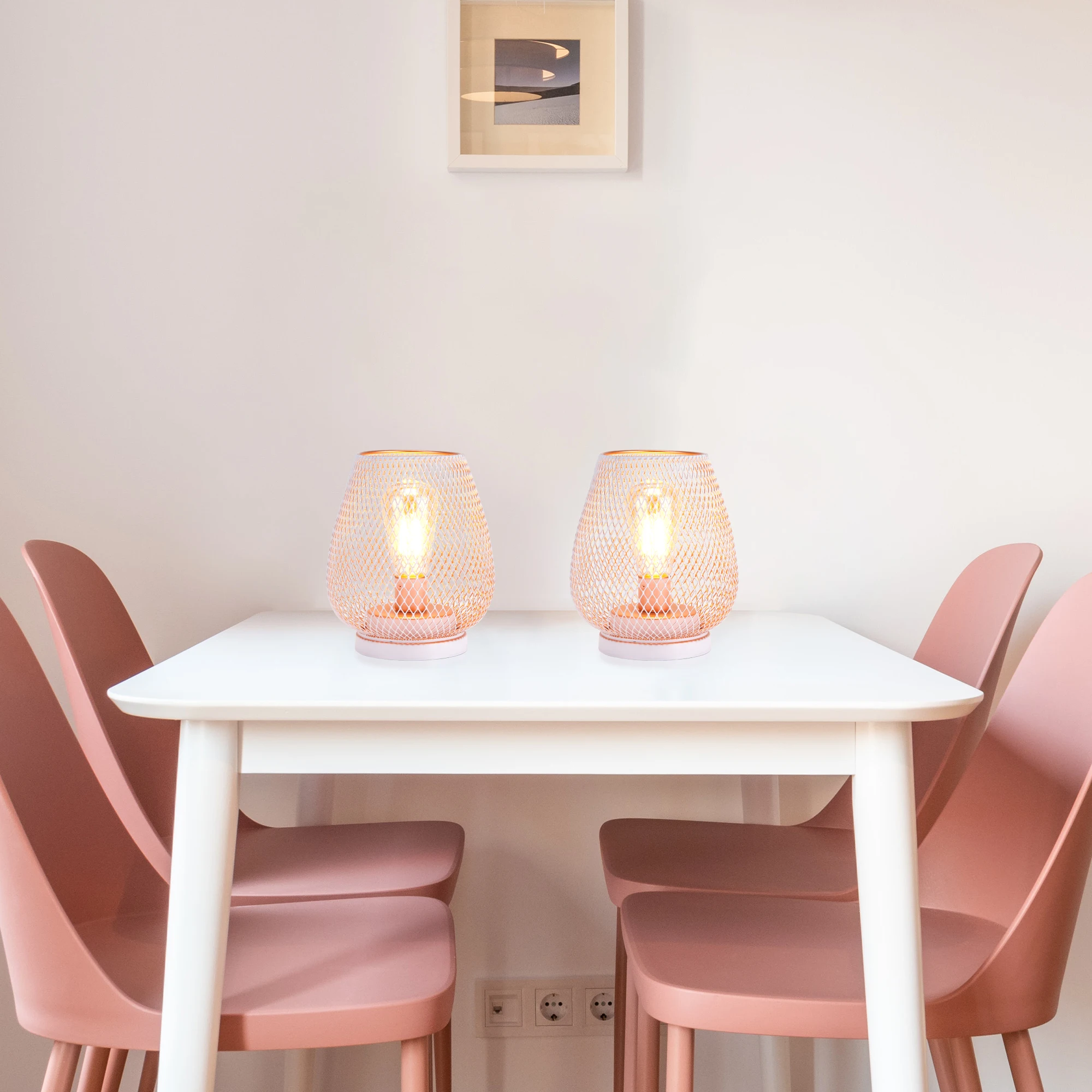 Lampada da tavolo in rete metallica bianca Lampada da notte senza fili alimentata a batteria Lampada da tavolo per ristorante all'ingrosso 9