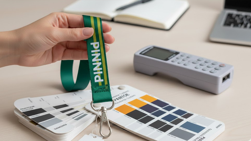 Golden sample approval for lanyards with color reference and signed sample label