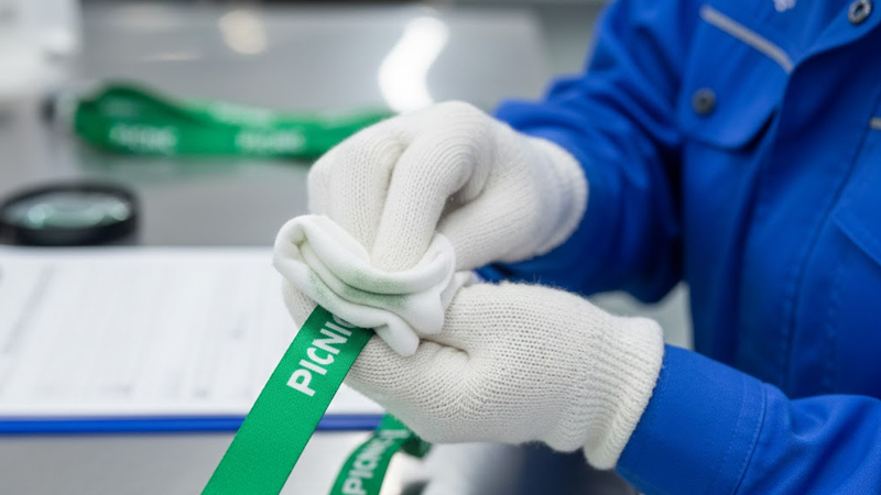 Rub test for lanyard print durability and colorfastness to prevent fading and bleeding