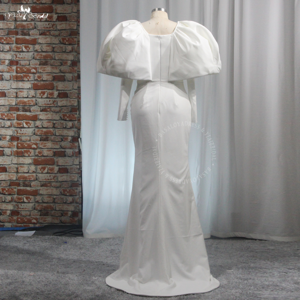 RSW1996 غمد ثوب الاستقبال مع الشق العربية كوتور المرأة حفلة موسيقية حفلة موسيقية فساتين للتصوير الفوتوغرافي بأكمام طويلة مبالغ فيها منتفخ 7