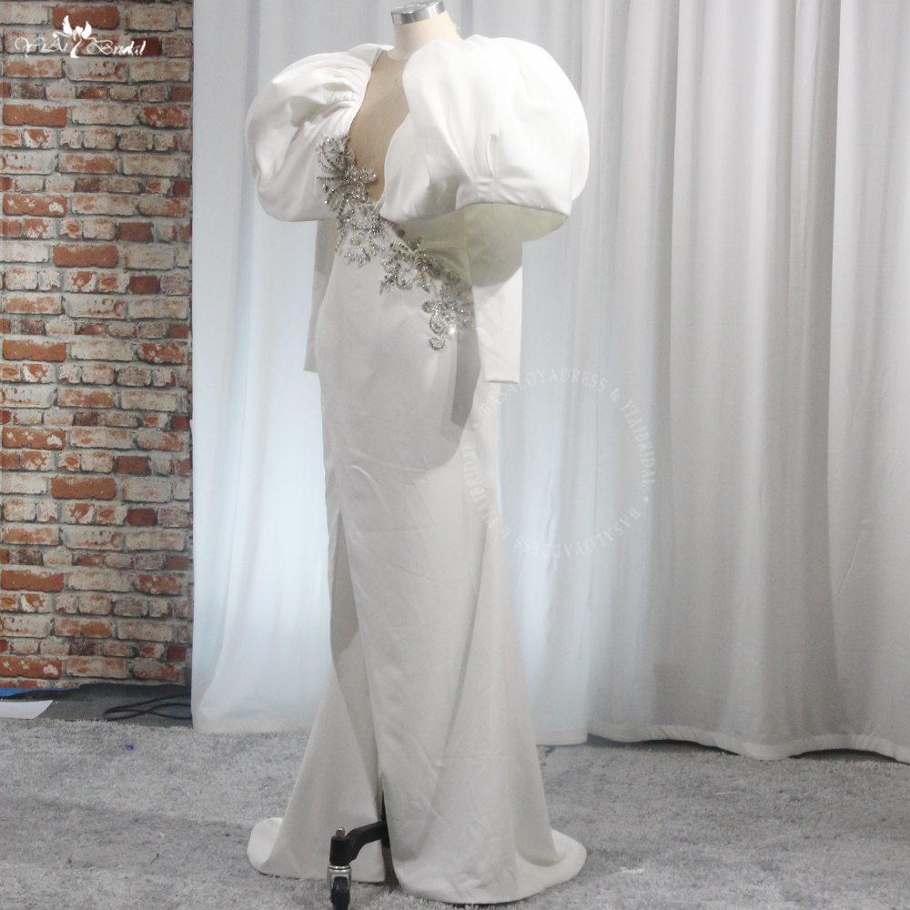 RSW1996 غمد ثوب الاستقبال مع الشق العربية كوتور المرأة حفلة موسيقية حفلة موسيقية فساتين للتصوير الفوتوغرافي بأكمام طويلة مبالغ فيها منتفخ 8