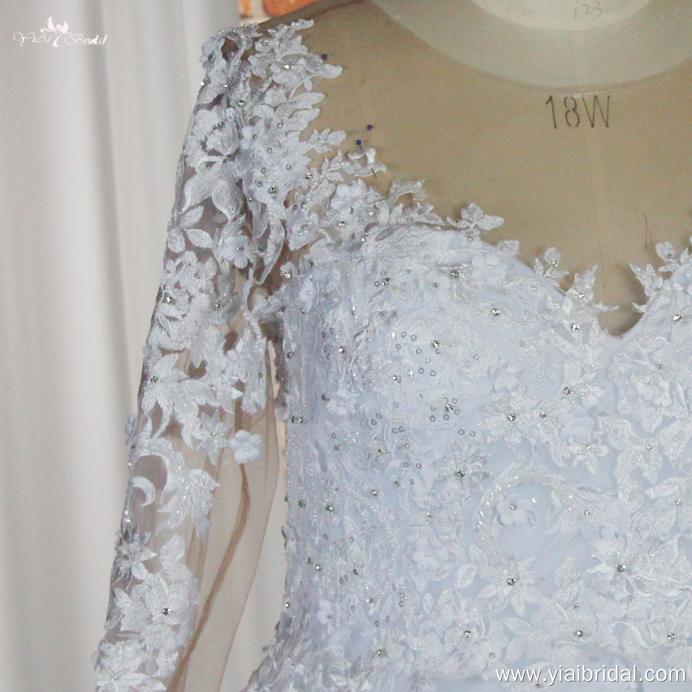 Fabricantes de vestidos de noiva brancos personalizados com mangas compridas RSW1865 7