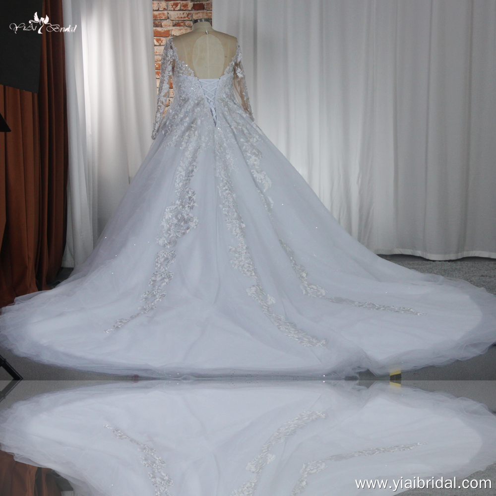 Fabricantes de vestidos de noiva brancos personalizados com mangas compridas RSW1865 8