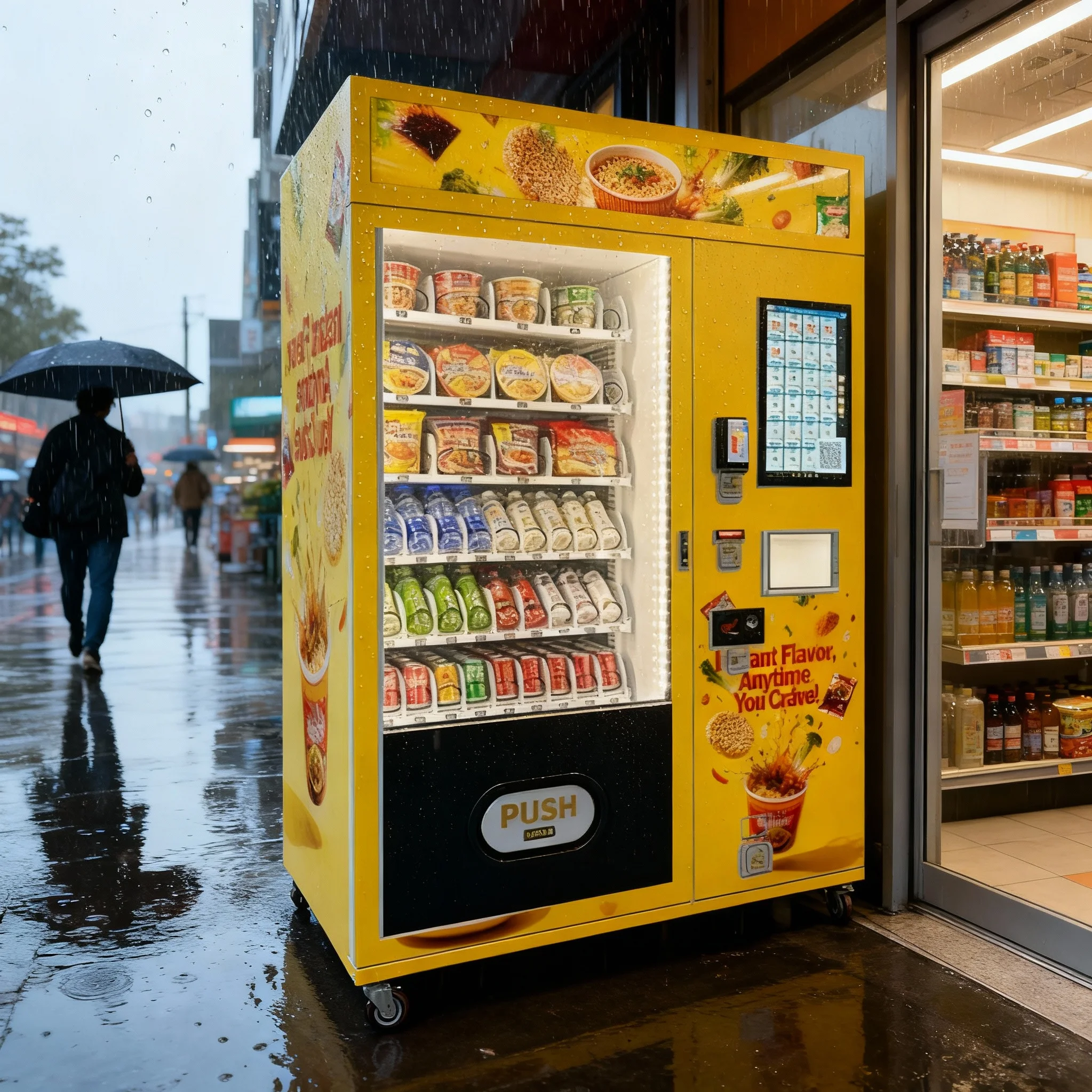 آلة بيع رامين مربحة تعمل على مدار الساعة طوال أيام الأسبوع مزودة بنظام تسخين مياه مدمج ونظام إدارة ذكي عن بعد 7