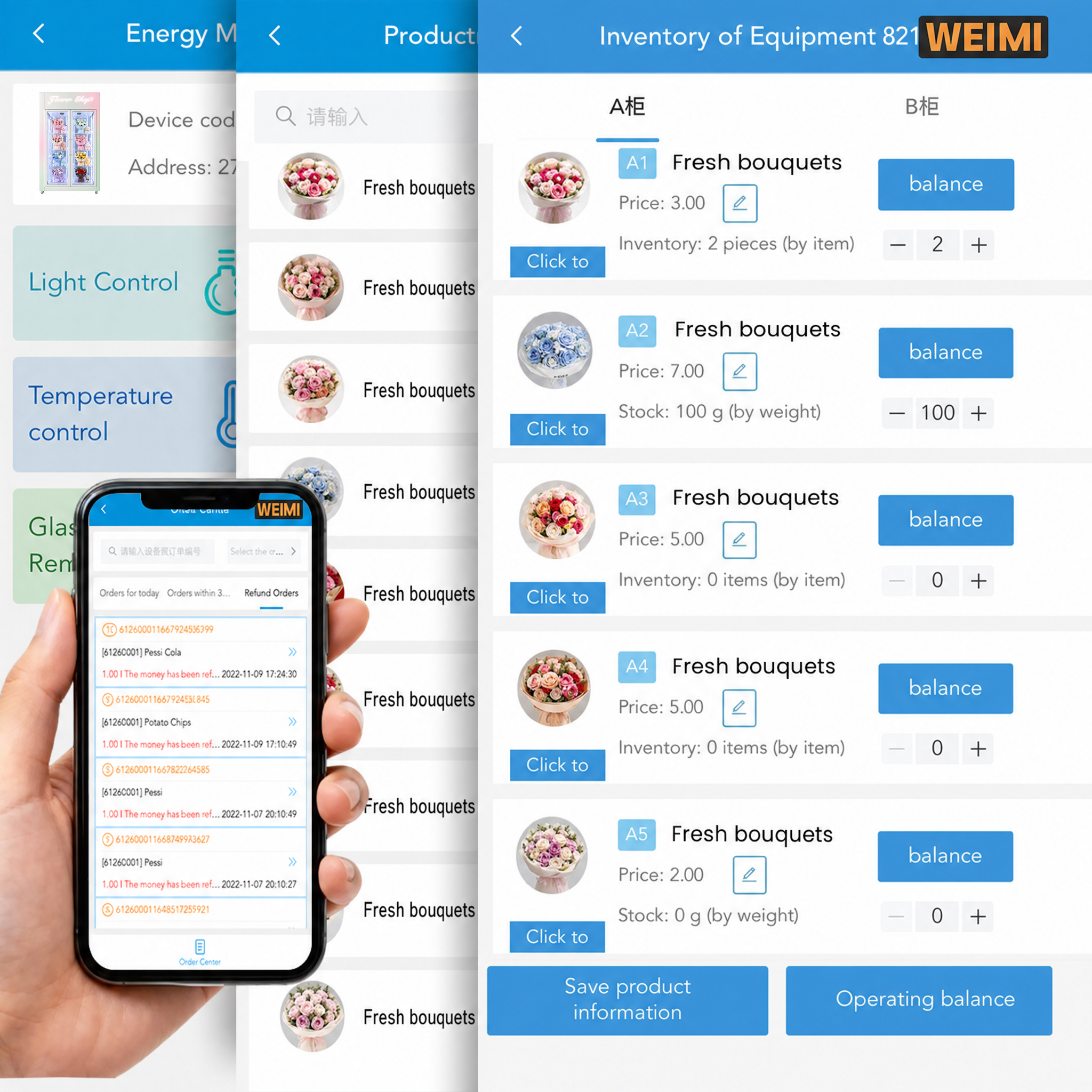 WEIMI Transparent Refrigerated Lockers Airport Flower Vending Machine 3