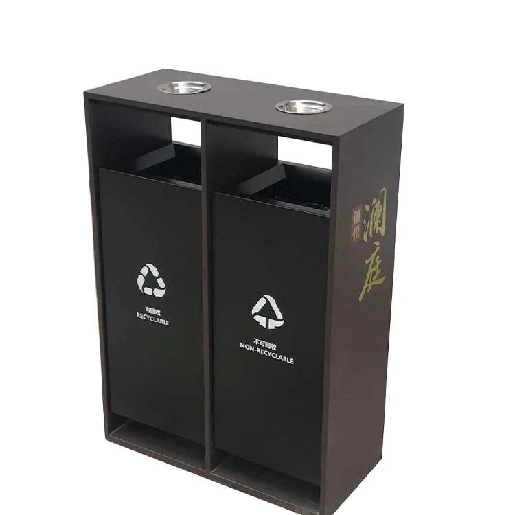Cubo de Basura de Acero de Doble Compartimento para Exteriores 3