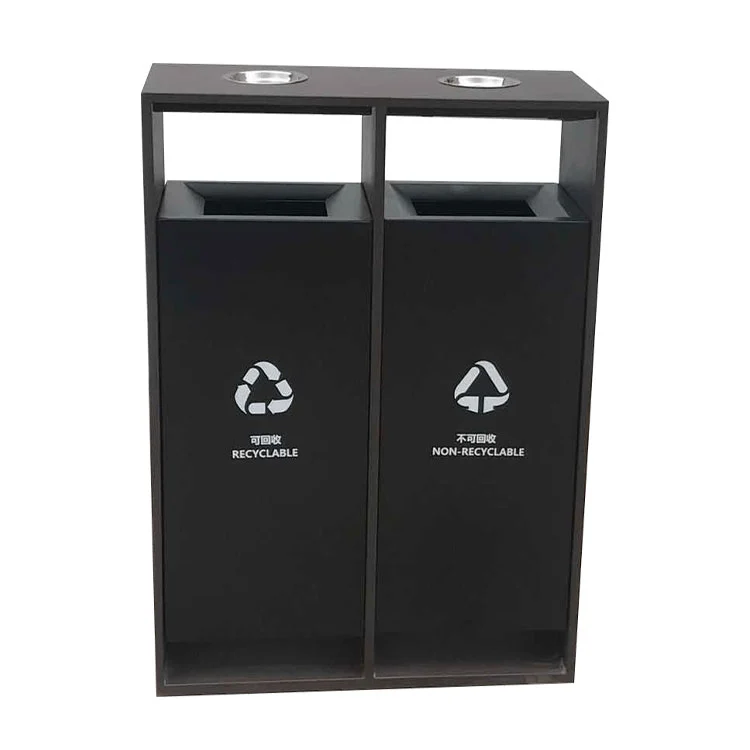 Cubo de Basura de Acero de Doble Compartimento para Exteriores 2