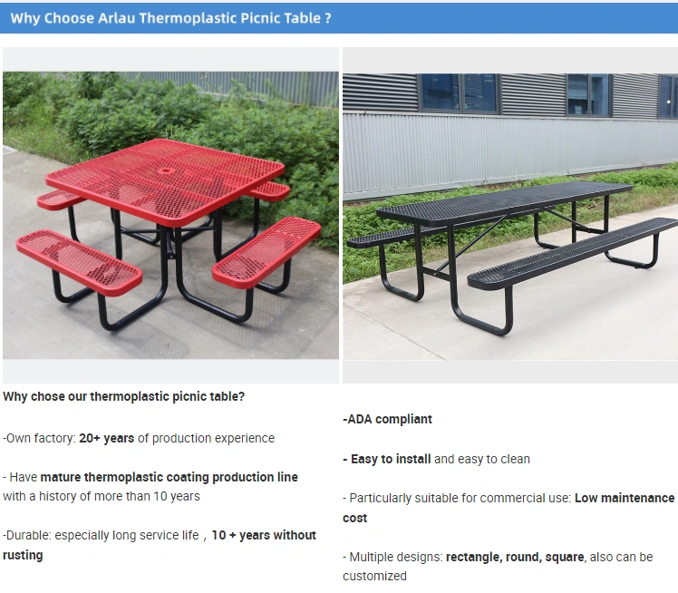 طاولات نزهة مستطيلة محمولة من المعدن المثقب - 6 أقدام و8 أقدام 15