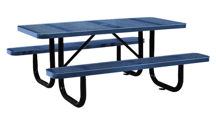 طاولات نزهة مستطيلة محمولة من المعدن المثقب - 6 أقدام و8 أقدام 13