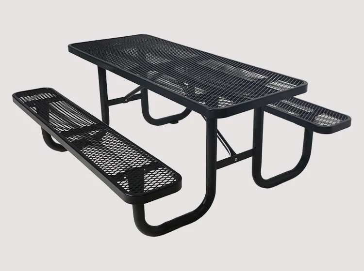 طاولة نزهة خارجية مستطيلة الشكل مصنوعة من المعدن الممدد، بطول 6 أقدام أو 8 أقدام 13