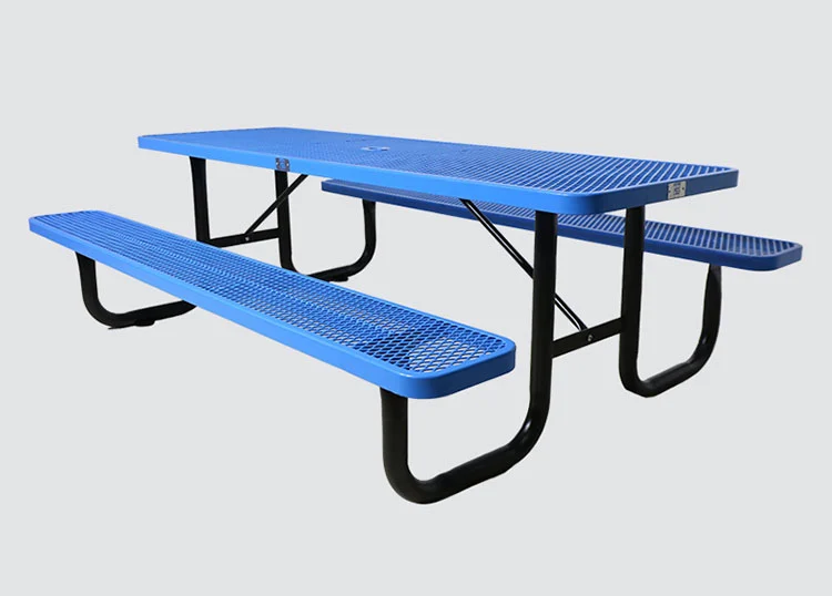 طاولة نزهة خارجية مستطيلة الشكل مصنوعة من المعدن الممدد، بطول 6 أقدام أو 8 أقدام 11