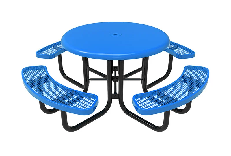 طاولة نزهة دائرية متوافقة مع معايير ADA بمقاعد من البلاستيك الحراري 7