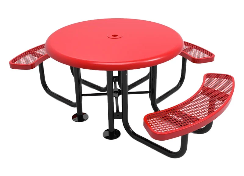 طاولة نزهة دائرية متوافقة مع معايير ADA بمقاعد من البلاستيك الحراري 6