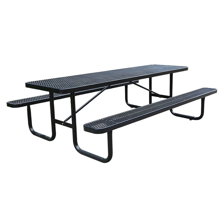Rectangular Metal Picnic Table with Bench Outdoor Durable 8