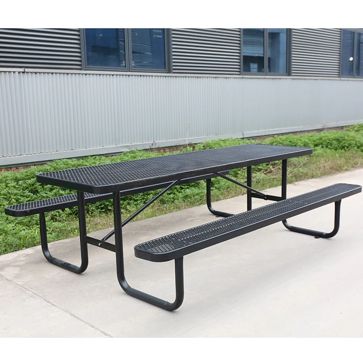 Rectangular Metal Picnic Table with Bench Outdoor Durable 11