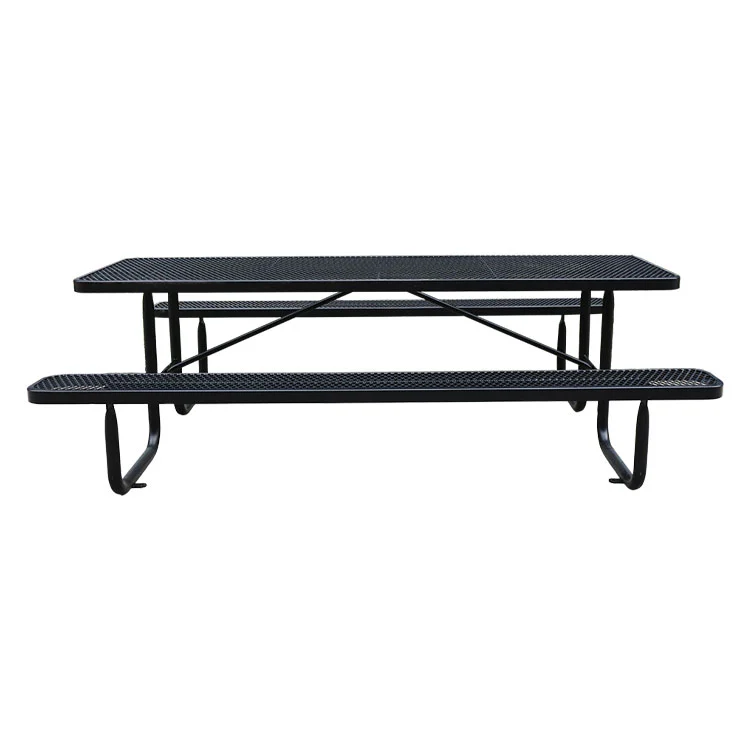 Rectangular Metal Picnic Table with Bench Outdoor Durable 9