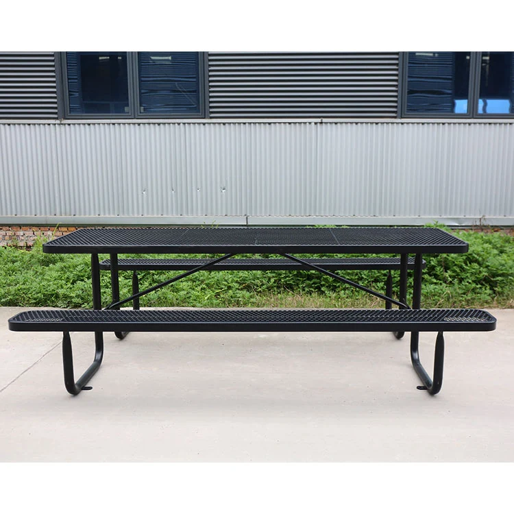 Rectangular Metal Picnic Table with Bench Outdoor Durable 13