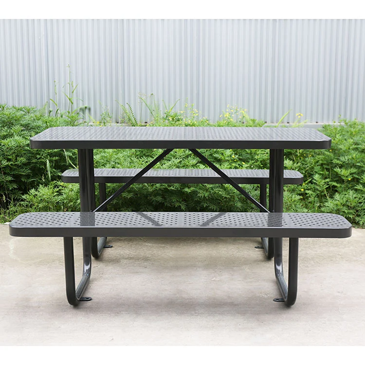 6ft 8ft Perforated Steel Picnic Table Bench - Heavy Duty 12