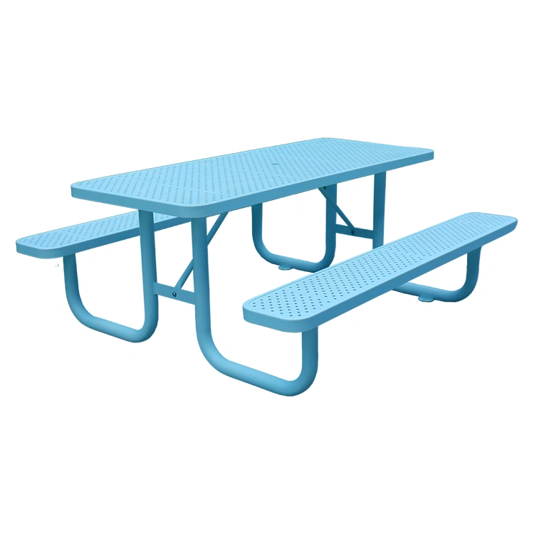 6ft Outdoor Picnic Table Perforated Steel 12