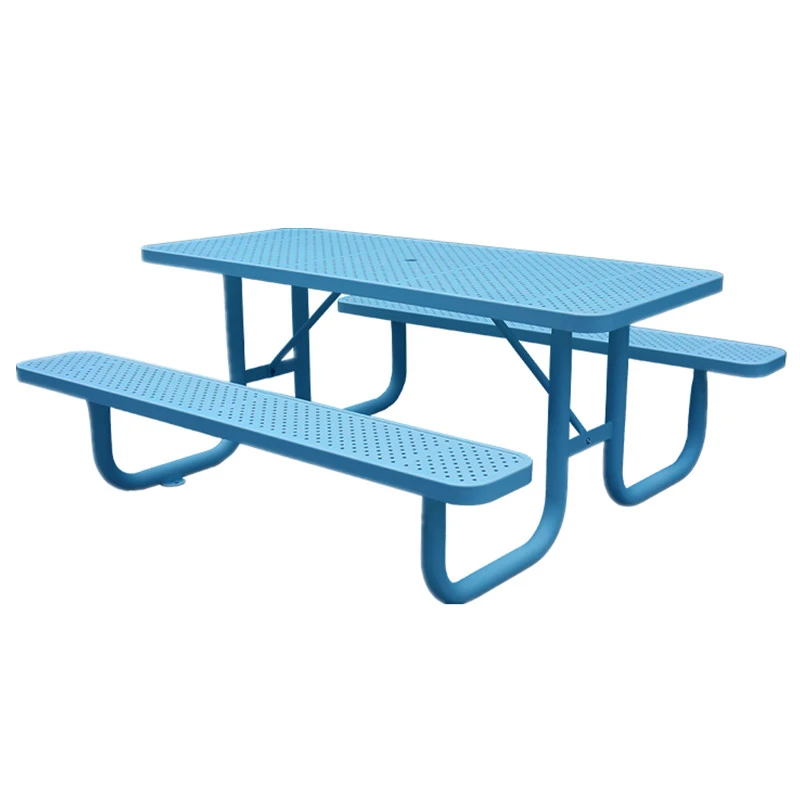 6ft Outdoor Picnic Table Perforated Steel 11