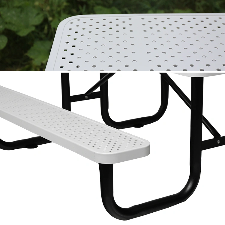 6ft Outdoor Picnic Table Perforated Steel 14